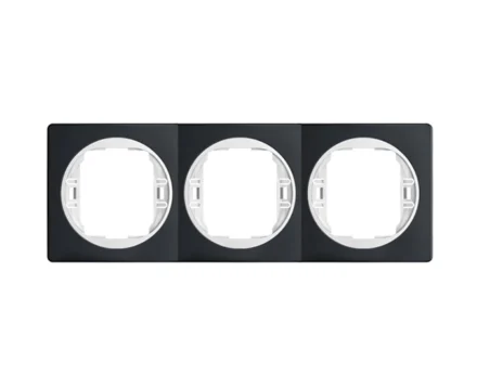 Рамка 3-на вертик. Aling-Conel EON, чорний глянець-білий