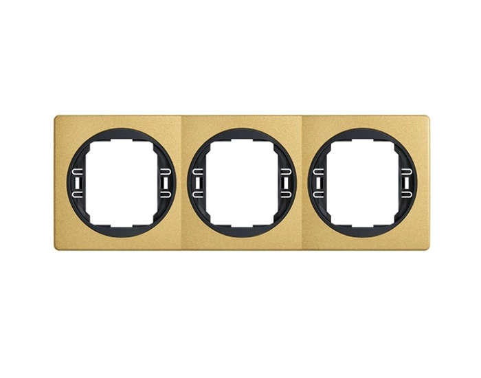 E6713.GE Рамка 3-на вертик. Aling-Conel EON, зол.-чорн.