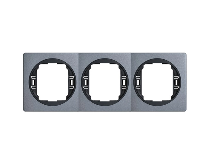 E6713.S1E Рамка 3-на вертик. Aling-Conel EON, античне срібло-чорний