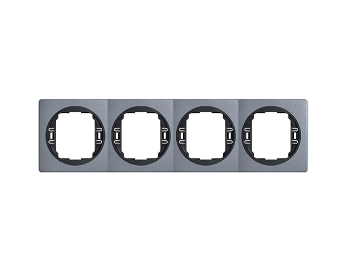 E6714.S1E Рамка 4-на вертик. Aling-Conel EON, античне срібло-чорний