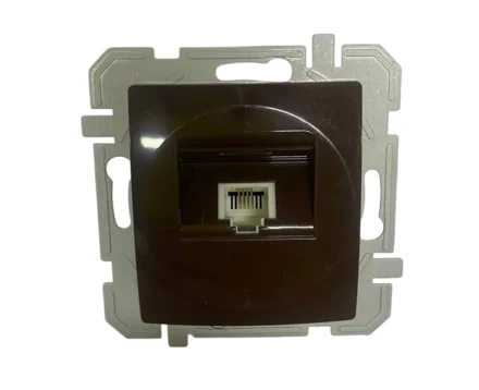 Розетка телеф. RJ11 6/4 ТЕМ EKONOMIK без рамки, шоколад