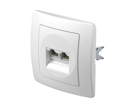 Розетка подвійна комп'ютерна, RJ45 ТЕМ EKONOMIK без рамки, біла