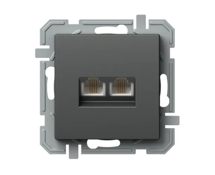 Розетка телеф. подвійна RJ11 6/4 TEM LOGIQ, антрацит