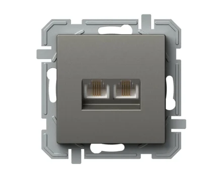 Розетка телеф. подвійна RJ11 6/4 TEM LOGIQ, титан