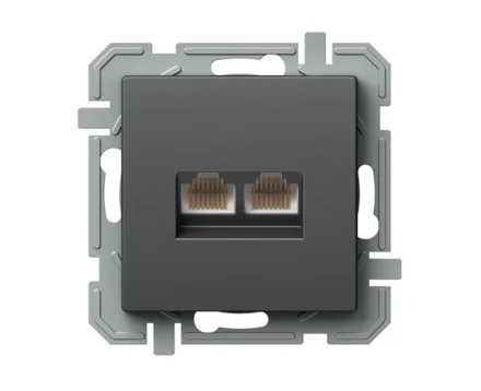 Розетка комп'ютерн. подвійна RJ45 Cat 5e TEM LOGIQ, антрацит