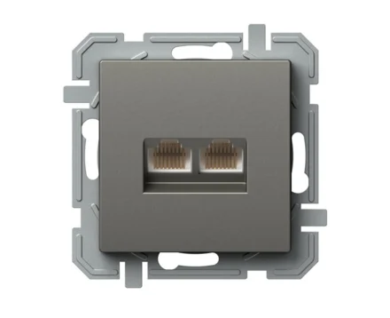 Розетка комп'ютерн. подвійна RJ45 Cat 5e TEM LOGIQ, титан