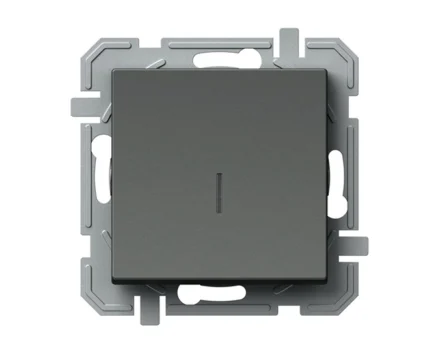 Вимикач 1-кл. з підсвіт. Без ламп. 250V/10A ТЕМ LOGIQ, антрацит