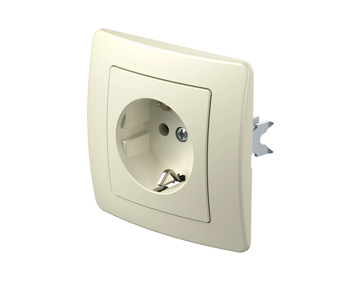 VE10IWXO-U Розетка одинарн. з з/к, 250V/16A ТЕМ EKONOMIK без рамки, сл. кістка