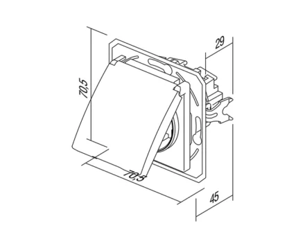 Розетка з кришкою, з з/к, 250V/16A ТЕМ EKONOMIK без рамки, сл. кістка