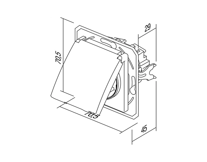 VE11IIXO-U Розетка з кришкою, з з/к, 250V/16A ТЕМ EKONOMIK без рамки, сл. кістка