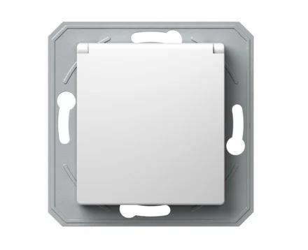 Розетка з кришкою, з з/к, 250V/16A ТЕМ EKONOMIK без рамки, біла