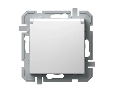 Розетка з кришкою, з з/к, з шторками, 250V/16A TEM LOGIQ, біла