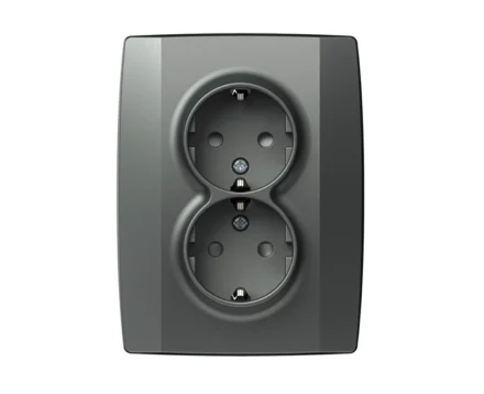 Розетка подвійна, з з/к, з шторками, 250V/16A TEM LOGIQ, антрацит