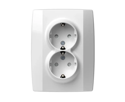 Розетка подвійна, з з/к, з шторками, 250V/16A TEM LOGIQ, біла
