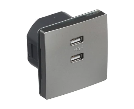 Розетка 2-на USB SIEMENS DELTA Style 250V, 2100 mA платина металік