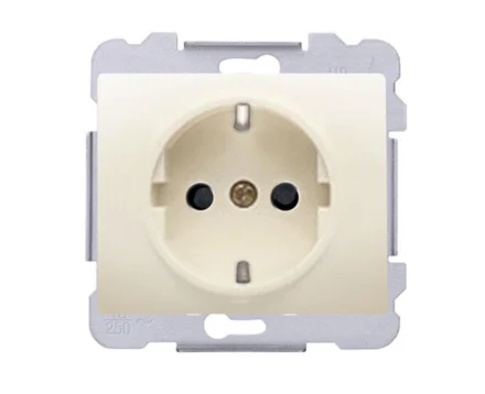 Розетка одинарна 2P+Z, ШУКО SIEMENS DELTA Iris 16А, 250V, слонова кістка