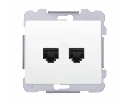 Розетка комп'ютерна подвійна SIEMENS DELTA Iris RJ45 Cat.6, білосніжний
