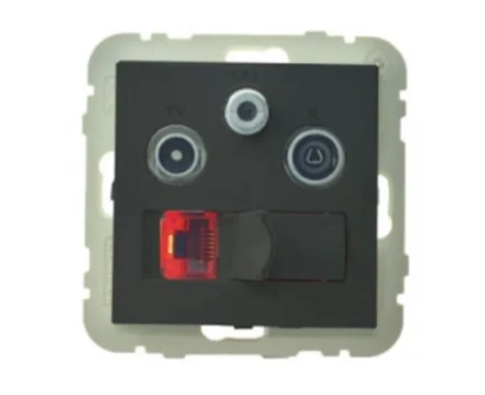 Розетка мультимедійна R-TV-SAT-RJ45 (Cat.6), чорний матовий