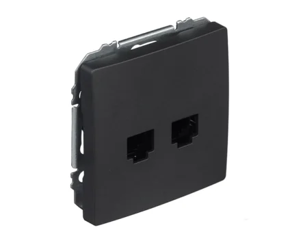 Розетка РС 2-на SIEMENS DELTA Style RJ45 Cat.5e, чорний коссо