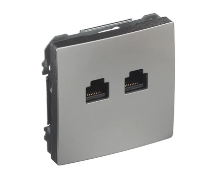 Розетка РС 2-на SIEMENS DELTA Style RJ45 Cat.5e, платина металік