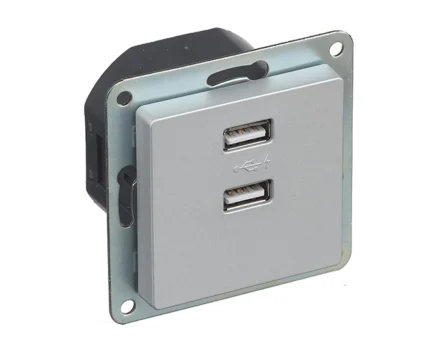 Розетка 2-на USB SIEMENS LINE 250V, 2100 mA алюміній