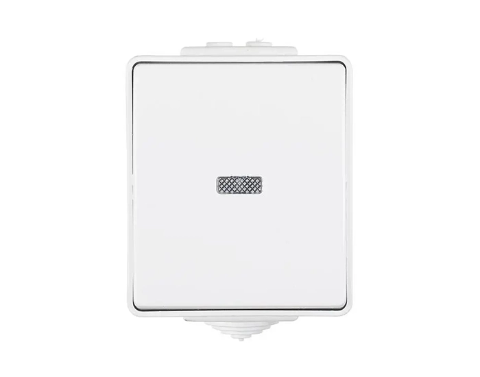 48012 CBR Вимикач 1-кл. зовн. Efapel Waterproof з підсв. LED, 16А250В Вимикач 1-кл. зовн. Efapel Waterproof з підсв. LED, 10A/250В, герметичний IP65, білий