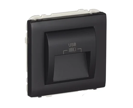 Розетка USB 2-на, зар.пристрій Efapel Apolo, струм 2А, чорний матовий