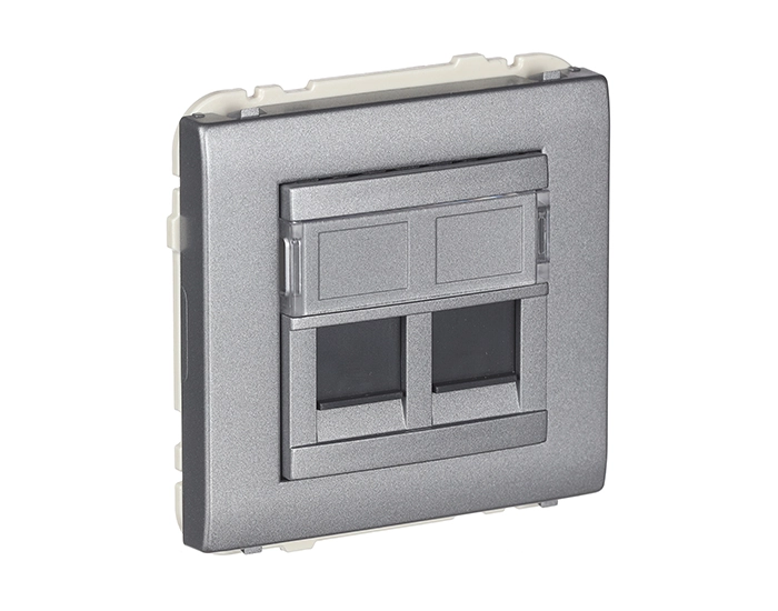 50975 TGR RJ45 Розетка PC 2-на Efapel Apolo RJ45 5e металік графітовий