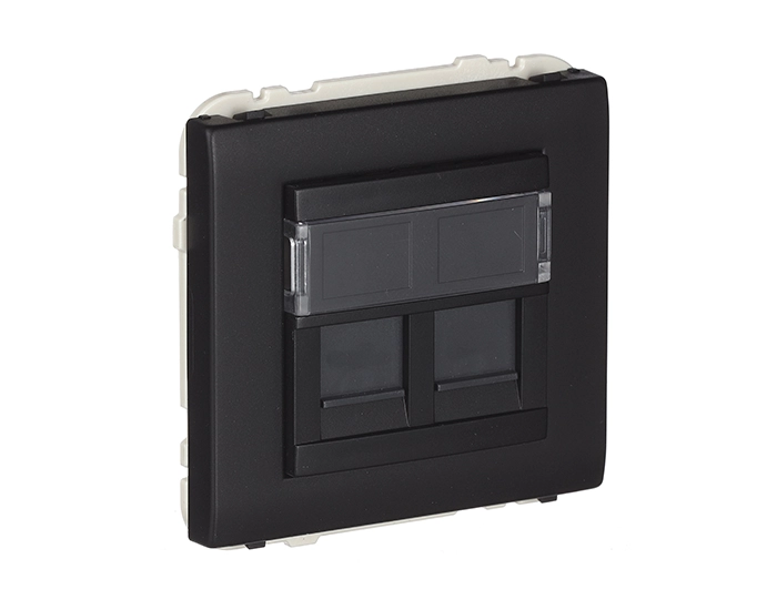 50975 TPM Розетка PC 2-на Efapel Apolo RJ45 5e чорний матовий