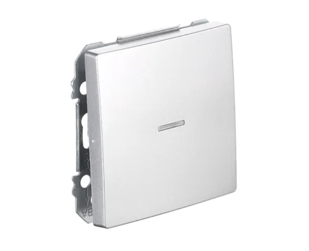 Вимикач 1кл. SIEMENS DELTA Style 16АХ, 250V з LED підсвіткою, платина металік