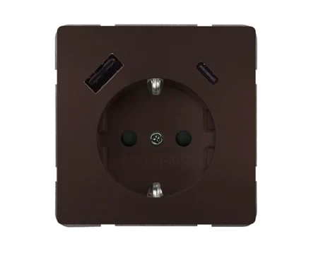 Розетка 2P+E 230V/16A з зар.прист. USB тип A+C SIEMENS DELTA Style шоколад