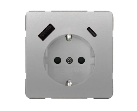 Розетка 2P+E 230V/16A з зар.прист. USB тип A+C SIEMENS DELTA Style білий полярний