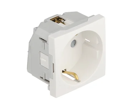 Розетка 1-на з з/к, ШУКО EFAPEL QUADRO 16А, 250V білий глянцевий