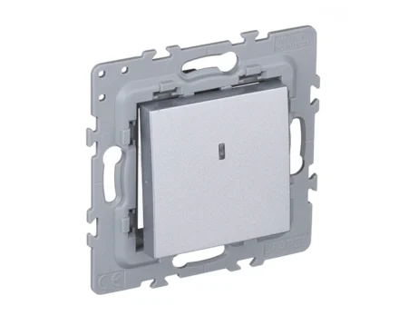 Вимикач 1кл. з підсв. EFAPEL Latina 10АХ, 250V, алюміній