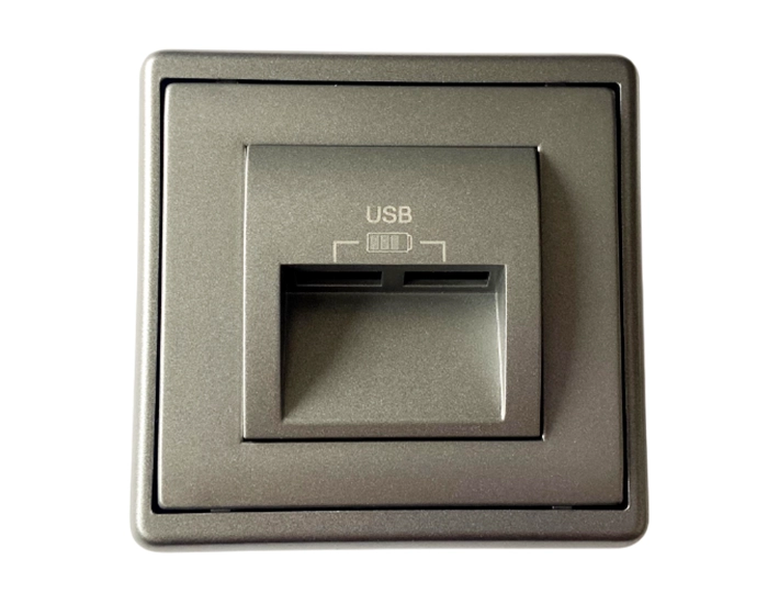 50384 TGR_1 Розетка USB 2-на, зар.пристрій Efapel Apolo, струм 2А, металік графітовий