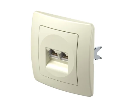 Розетка подвійна комп'ютерна, RJ45, ТЕМ EKONOMIK без рамки, сл. кістка