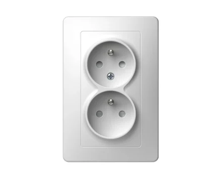 Розетка подвійна, з з/к, 250V/16A ТЕМ EKONOMIK, біла